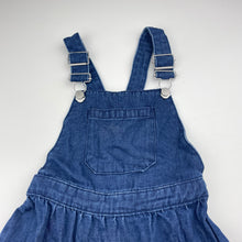 Load image into Gallery viewer, Girls Target, dark denim overalls dress / pinafore, GUC, size 3, L: 55cm