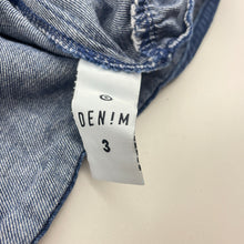 Load image into Gallery viewer, Girls Target, dark denim overalls dress / pinafore, GUC, size 3, L: 55cm