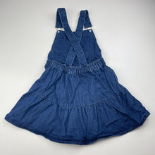 Load image into Gallery viewer, Girls Target, dark denim overalls dress / pinafore, GUC, size 3, L: 55cm