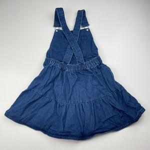 Girls Target, dark denim overalls dress / pinafore, GUC, size 3, L: 55cm