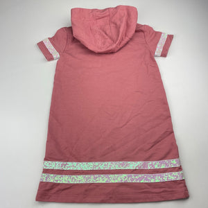 Girls DKNY, pink casual hooded dress, light mark on chest, FUC, size 6, L: 57cm