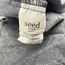 Load image into Gallery viewer, Girls Seed, dark denim overalls dress / pinafore, GUC, size 5, L: 54cm