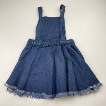 Load image into Gallery viewer, Girls Seed, dark denim overalls dress / pinafore, GUC, size 5, L: 54cm