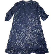 Load image into Gallery viewer, Girls Child by Petals Ink, Designer lined navy tulle &amp; sequin formal / party dress, Made in Aus, EUC, size 8, L: 69cm