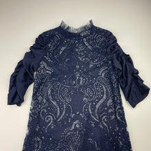 Load image into Gallery viewer, Girls Child by Petals Ink, Designer lined navy tulle &amp; sequin formal / party dress, Made in Aus, EUC, size 8, L: 69cm