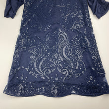 Load image into Gallery viewer, Girls Child by Petals Ink, Designer lined navy tulle &amp; sequin formal / party dress, Made in Aus, EUC, size 8, L: 69cm