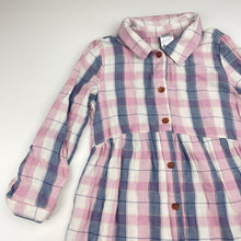 Load image into Gallery viewer, Girls Anko, checked long sleeve shirt dress, EUC, size 4, L: 54cm