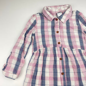 Girls Anko, checked long sleeve shirt dress, EUC, size 4, L: 54cm