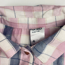 Load image into Gallery viewer, Girls Anko, checked long sleeve shirt dress, EUC, size 4, L: 54cm