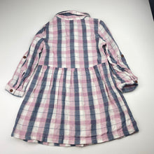 Load image into Gallery viewer, Girls Anko, checked long sleeve shirt dress, EUC, size 4, L: 54cm
