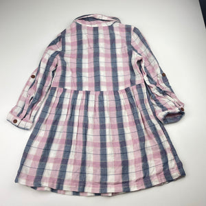 Girls Anko, checked long sleeve shirt dress, EUC, size 4, L: 54cm