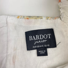 Load image into Gallery viewer, Girls Bardot Junior, cotton lined floral broderie dress, EUC, size 5, L: 53cm