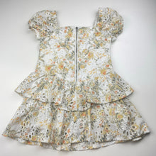 Load image into Gallery viewer, Girls Bardot Junior, cotton lined floral broderie dress, EUC, size 5, L: 53cm