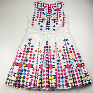 Girls Target, lined colourful geometric print party dress, EUC, size 6, L: 65cm