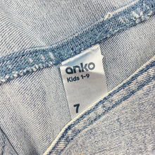 Load image into Gallery viewer, Girls Anko, stretch denim overalls / dungarees, Inside leg: 44cm, GUC, size 7,  