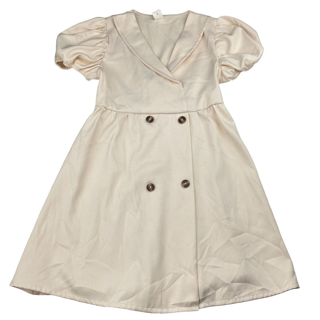 Girls SHEIN, cream lightweight short sleeve dress, EUC, size 6, L: 59cm