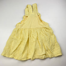 Load image into Gallery viewer, Girls Emma &amp; Elsa, embroidered crinkle cotton overalls dress / pinafore, GUC, size 4, L: 48cm