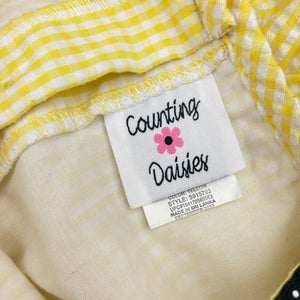 Girls Counting Daisies, embroidered gingham dress, bees, EUC, size 6, L: 63cm