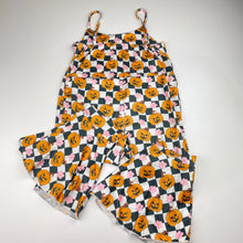 Load image into Gallery viewer, Girls lightweight, soft feel Halloween overalls, Inside leg: 38cm, armpit to armpit: 29cm across unstretched, GUC, size 6-8,  