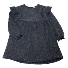Load image into Gallery viewer, Girls Zara, black &amp; silver metallic knit long sleeve dress, EUC, size 5-6, L: 56cm