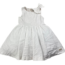 Load image into Gallery viewer, Girls Claris the Mouse, lined linen / cotton party dress, layered tulle underskirt, wash fade, FUC, size 4, L: 54cm