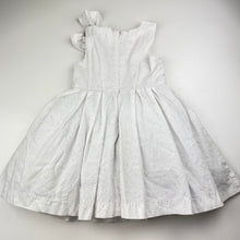 Load image into Gallery viewer, Girls Claris the Mouse, lined linen / cotton party dress, layered tulle underskirt, wash fade, FUC, size 4, L: 54cm