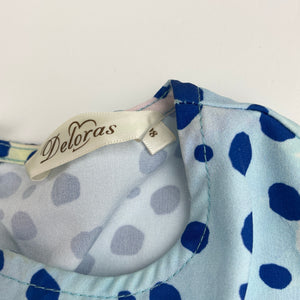 Girls Deloras, spotted lightweight short sleeve dress, EUC, size 3, L: 48cm