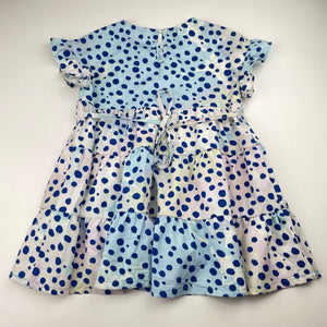 Girls Deloras, spotted lightweight short sleeve dress, EUC, size 3, L: 48cm