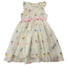 Load image into Gallery viewer, Girls embroidered, lined floral party dress, GUC, size 4, L: 59cm