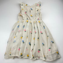Load image into Gallery viewer, Girls embroidered, lined floral party dress, GUC, size 4, L: 59cm