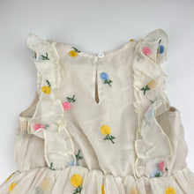 Load image into Gallery viewer, Girls embroidered, lined floral party dress, GUC, size 4, L: 59cm