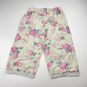 Girls floral, lightweight cotton top & cropped pants, elasticated, Inside leg: 27cm, GUC, size 4,  
