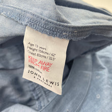 Load image into Gallery viewer, Girls JOHN LEWIS, chambray cotton jumpsuit, Inside leg: 70cm, NEW, size 13-14,  
