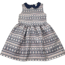 Load image into Gallery viewer, Girls Target, lined navy, white &amp; rose gold party dress, EUC, size 5, L: 60cm