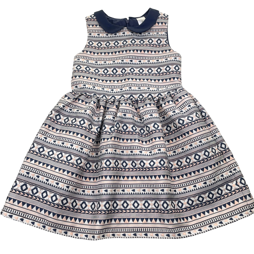 Girls Target, lined navy, white & rose gold party dress, EUC, size 5, L: 60cm