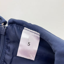 Load image into Gallery viewer, Girls Target, lined navy, white &amp; rose gold party dress, EUC, size 5, L: 60cm