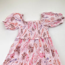 Load image into Gallery viewer, Girls David Jones, shirred floral cotton dress, FUC, size 3, L: 50cm