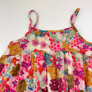 Girls lightweight, floral cotton summer dress, GUC, size 3, L: 51cm