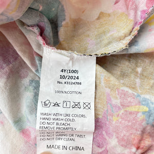 Girls lightweight, floral cotton summer dress, GUC, size 3, L: 51cm