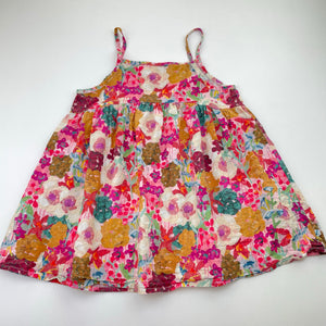 Girls lightweight, floral cotton summer dress, GUC, size 3, L: 51cm