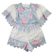 Load image into Gallery viewer, Girls Marlo, lined floral cotton &amp; lace playsuit, EUC, size 8-9,  
