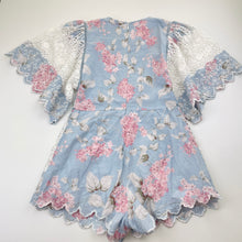 Load image into Gallery viewer, Girls Marlo, lined floral cotton &amp; lace playsuit, EUC, size 8-9,  