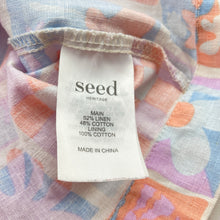 Load image into Gallery viewer, Girls Seed, floral linen/cotton dress, light marks, FUC, size 3, L: 56cm