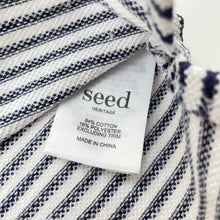 Load image into Gallery viewer, Girls Seed, heritage navy &amp; white stripe dress, light blue marks front, FUC, size 4, L: 47cm