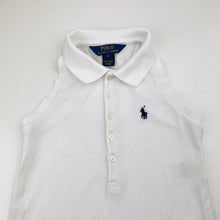 Load image into Gallery viewer, Girls Polo Ralph Lauren, white cotton tennis dress, light marks on collar &amp; hem, FUC, size 5, L: 56cm