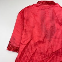 Load image into Gallery viewer, Unisex coral, embroidered lightweight tunic top, L: 46cm, armpit to armpit: 31cm, shoulder to cuff: 32cm, EUC, size 2-3,  