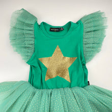 Load image into Gallery viewer, Girls Rock Your Kid, green tulle &amp; gold glitter party dress, light mark on back, FUC, size 3, L: 54cm