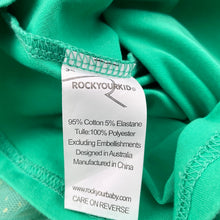Load image into Gallery viewer, Girls Rock Your Kid, green tulle &amp; gold glitter party dress, light mark on back, FUC, size 3, L: 54cm