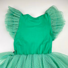 Load image into Gallery viewer, Girls Rock Your Kid, green tulle &amp; gold glitter party dress, light mark on back, FUC, size 3, L: 54cm