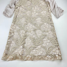 Load image into Gallery viewer, Girls Child by Petals Ink, Designer embroidered tulle &amp; sequin formal / party dress, Made in Aus, no size, armpit to armpit: 37.5cm, EUC, size 8-10, L: 73cm